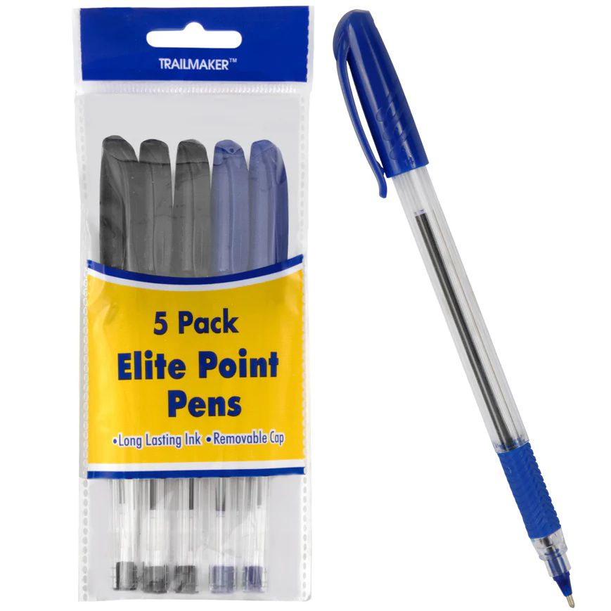 100 Pieces of Elite Point Grip Pen 5-Pack