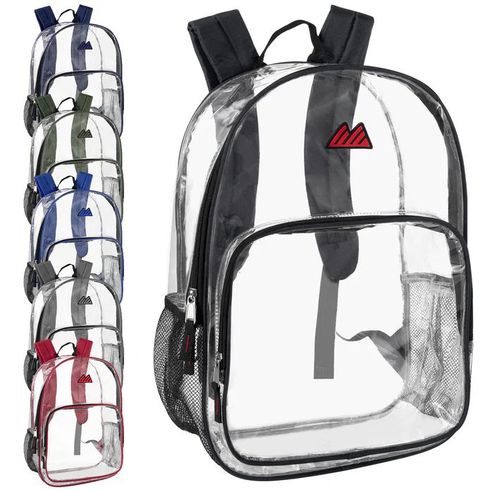 24 Pieces of Trailmaker 17 Inch Clear Backpack