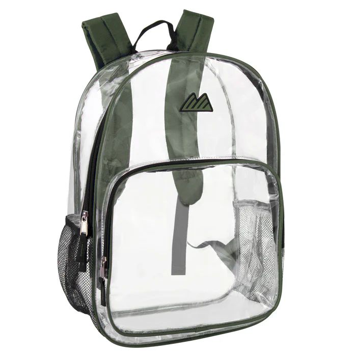 24 Pieces of Trailmaker 17 Inch Clear Backpack Green