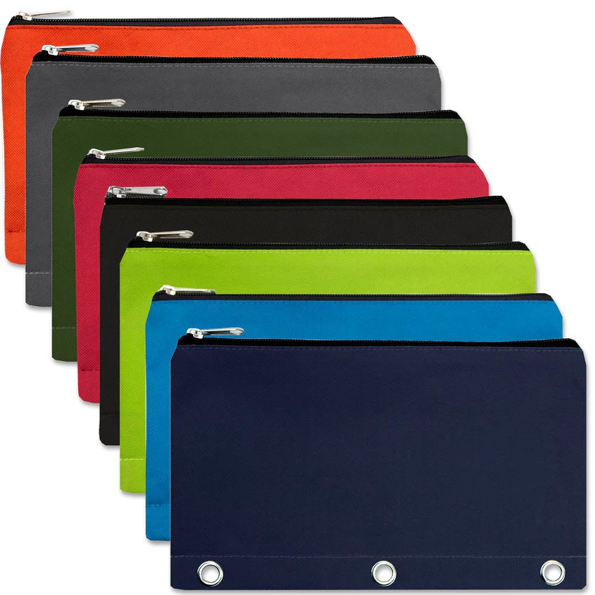 100 Pieces of 3 Ring Binder Pencil Case With Mesh Pocket - 4 Colors