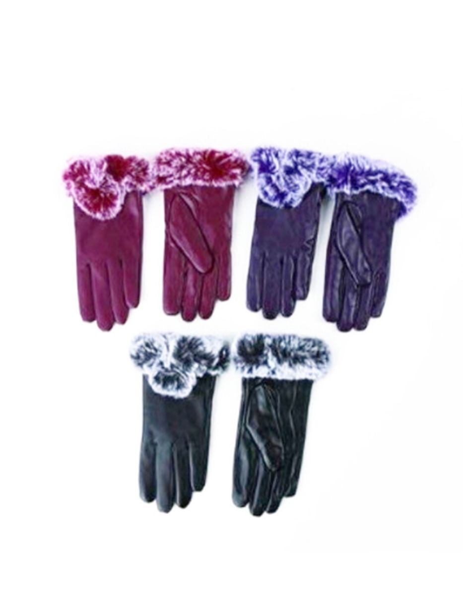 12 Pieces of Ladies Fur Winter Gloves