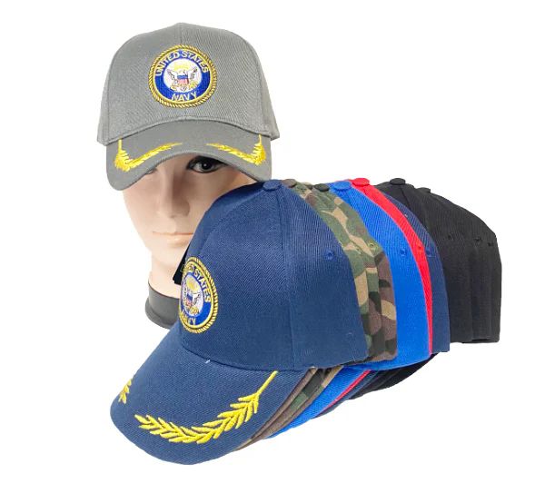 12 Packs of Navy Baseball Hats 12pc Pack Assorted