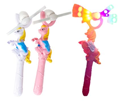 12 Pieces of Led Light Up Unicorn Windmill Assorted Colors