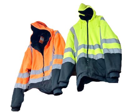 6 Pieces of Neon Fur Lined Safety Jacket Assorted Colors And Sizes