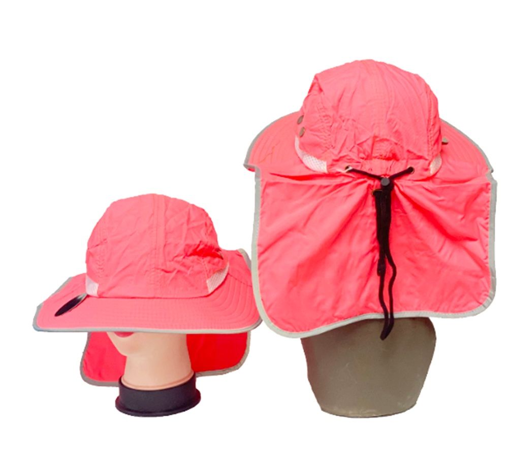 12 Pieces of Pink Summer Hat With Neck Cover Bundle