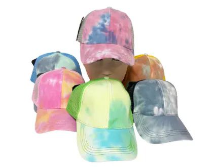 12 Packs of Plain Tie Dye Summer Baseball Hats 12pc Pack