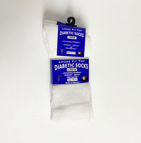 12 Packs of Diabetic White Crew Socks 10-13 12pc Pack