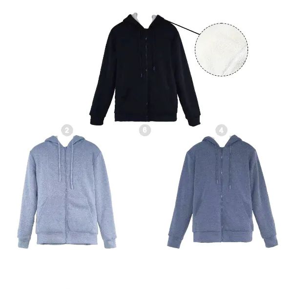 12 Pieces of Winter Thermal Zip Up Hoodie
