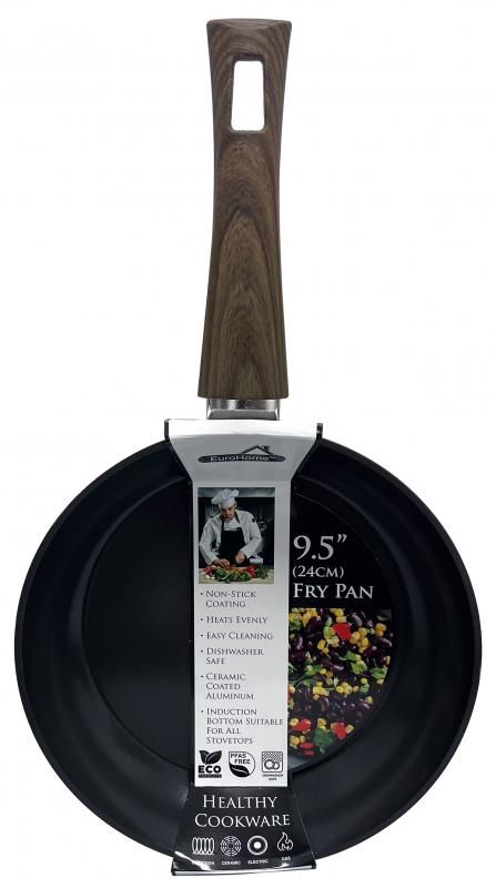 6 Pieces of 9.5" Ceramic Coated Induction Pan-Black