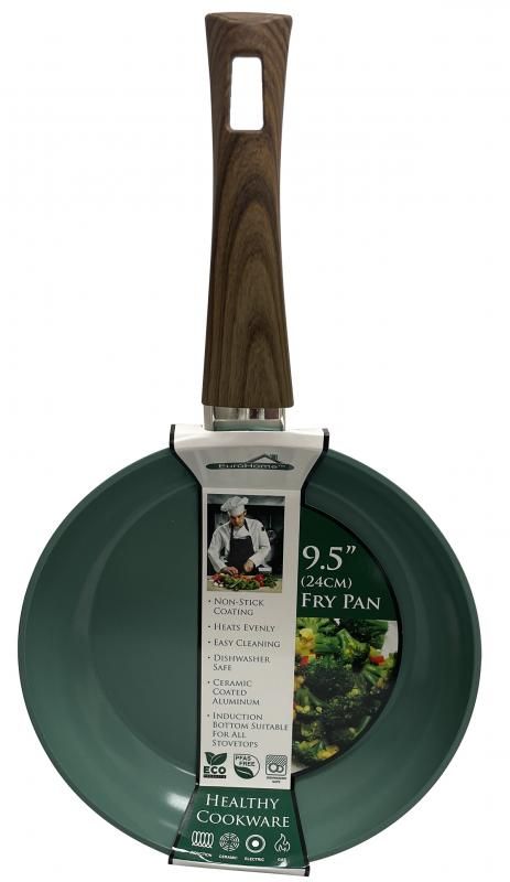 6 Pieces of 9.5" Ceramic Coated Induction Pan-Green