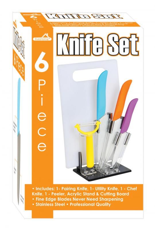 8 Pieces of 6-Piece Knife Set W/ Cutting Board Peeler & Stand