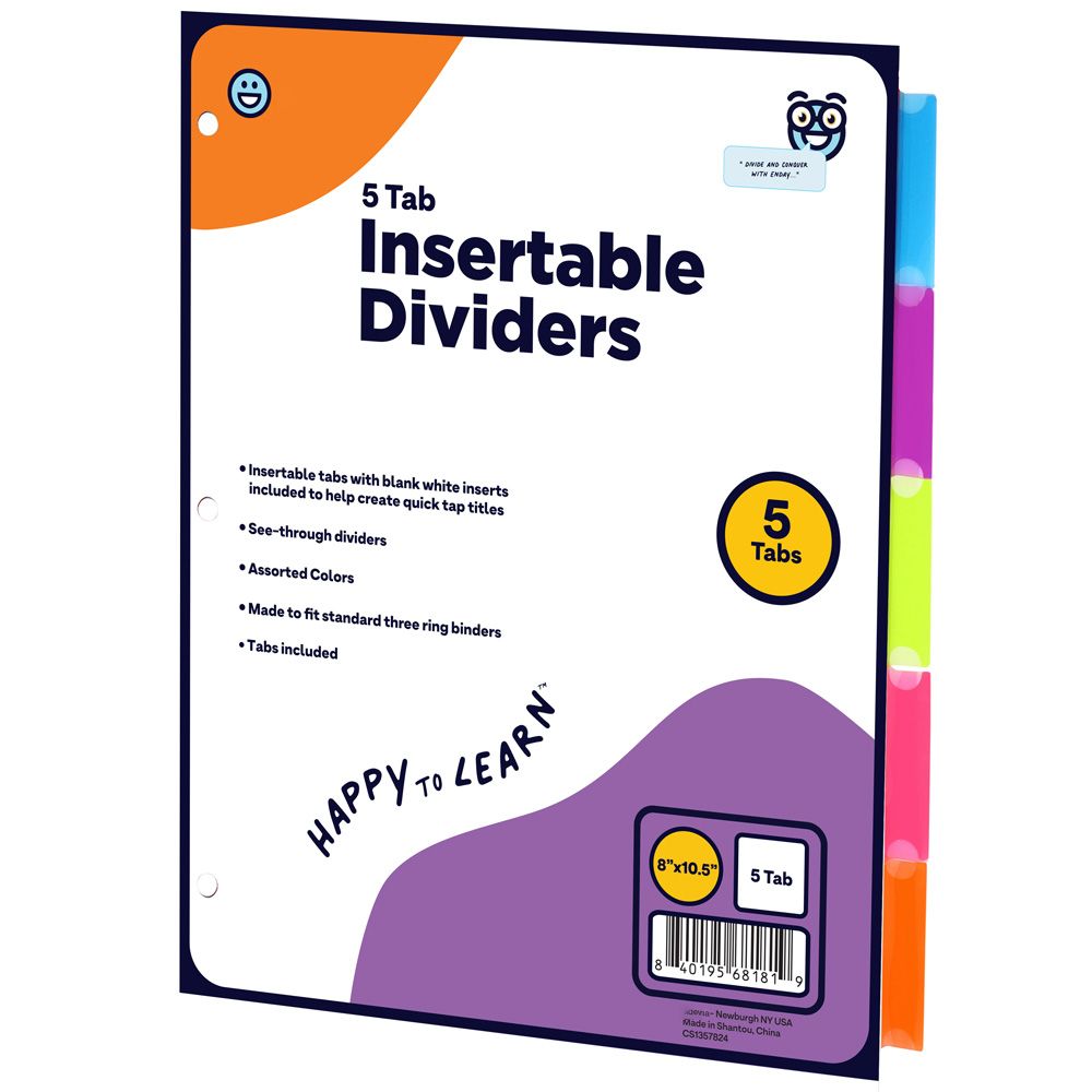 144 Pieces of Binder Dividers With 5-Insertable Color Tabs