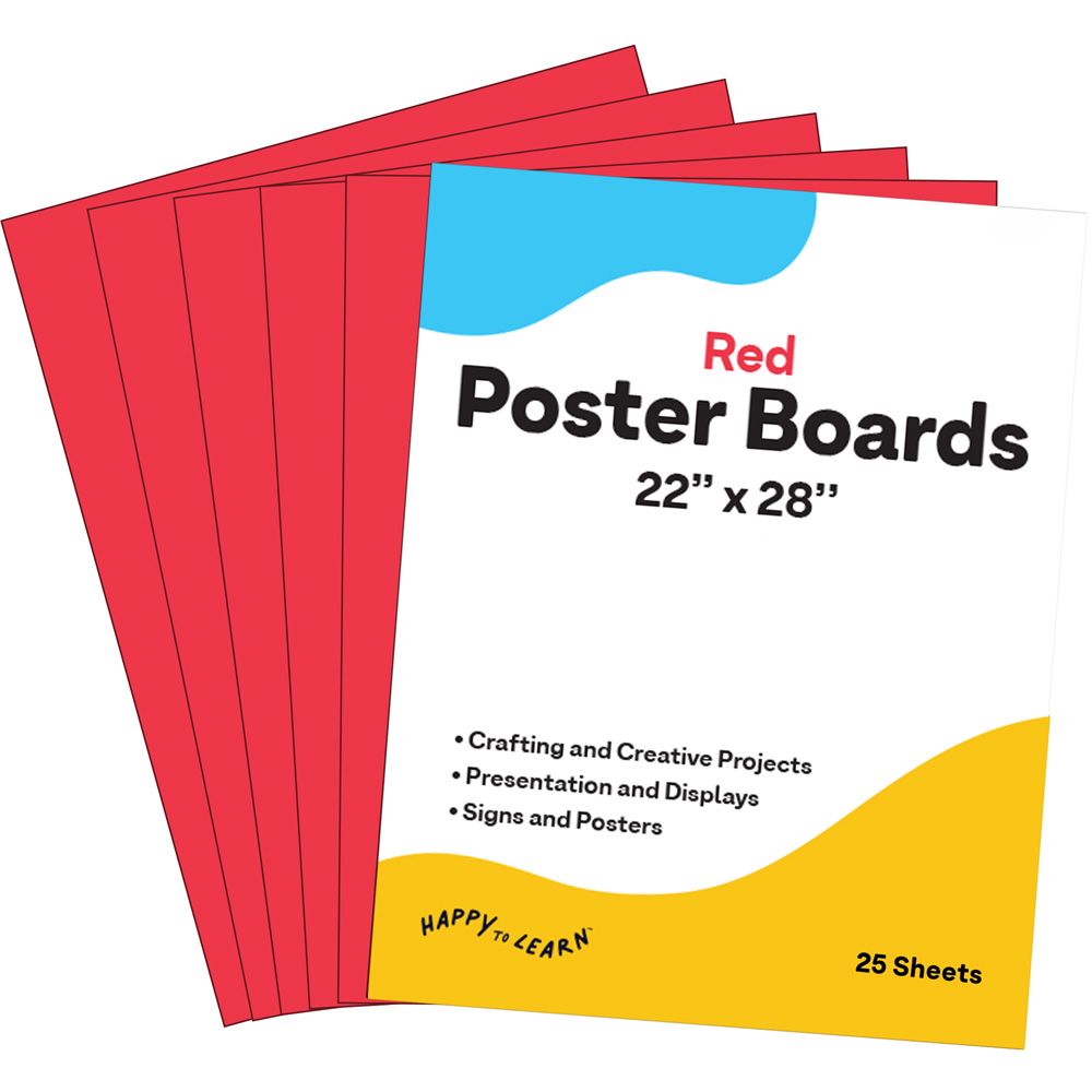 Poster Board, 22x28 , 25 Pack, Red
