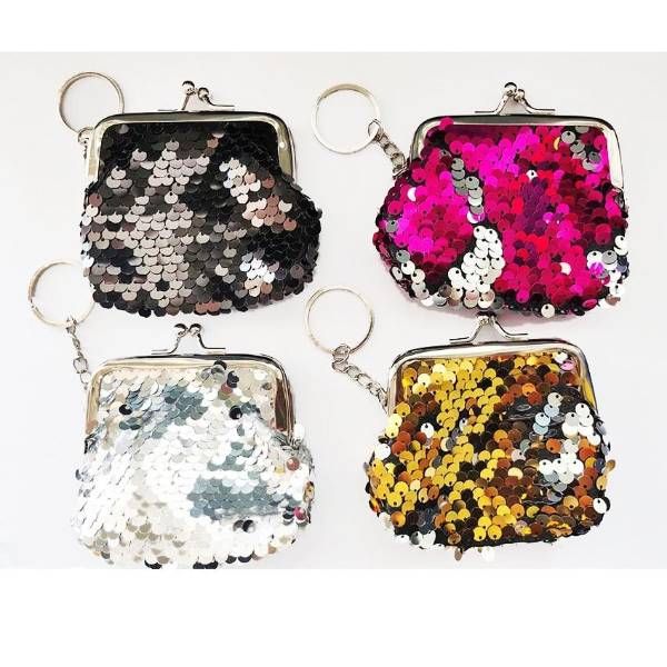 48 Pieces of Reversible Sequins Snap On Coin Purse