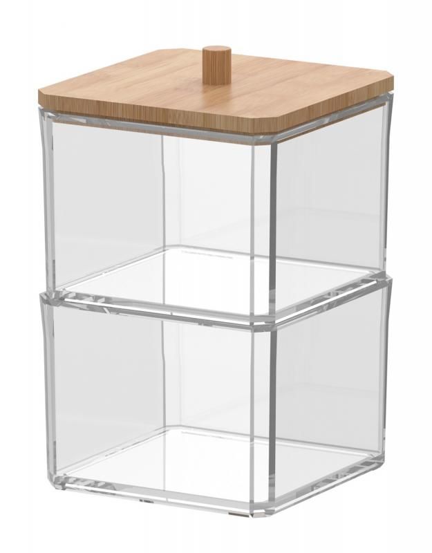 12 Pieces of Elle Bamboo 2 Section Organizer 3.7 x 3.7 x 5.9 Inches