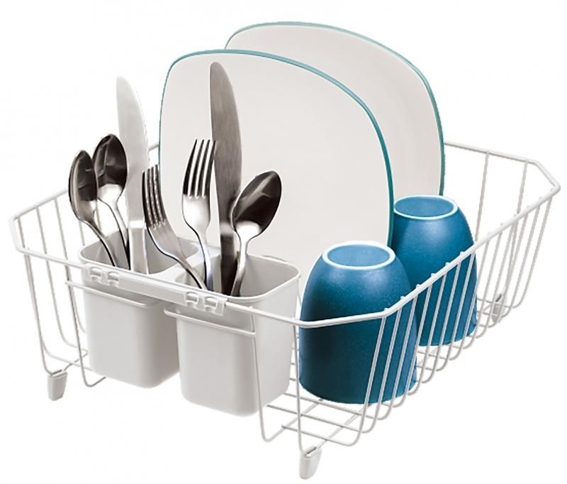 12 Pieces of Dish Rack Set With Cutlery Holder / White