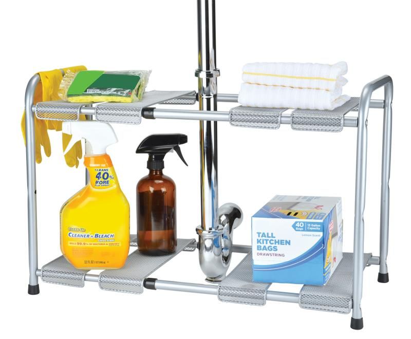 6 Pieces of Expandable Under The Sink Shelf 2-Shelf Design With Removable Mesh Panels