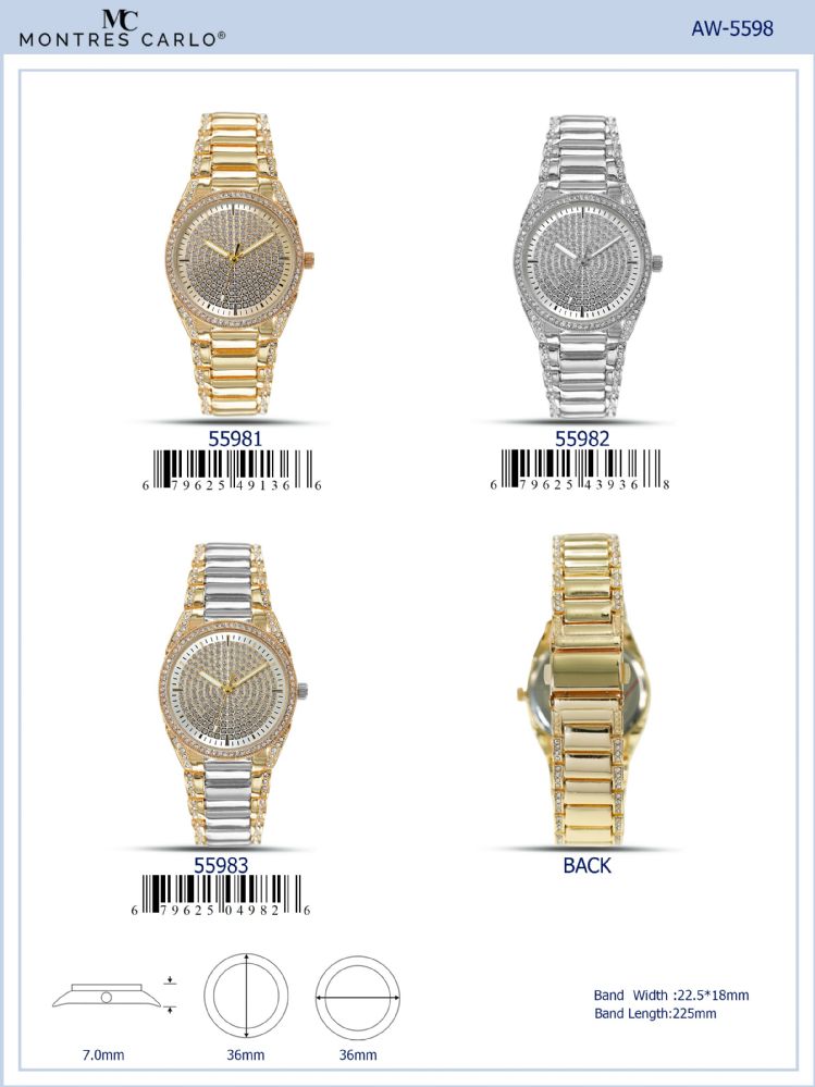 12 pieces of Ladies Watch - 55982 assorted colors