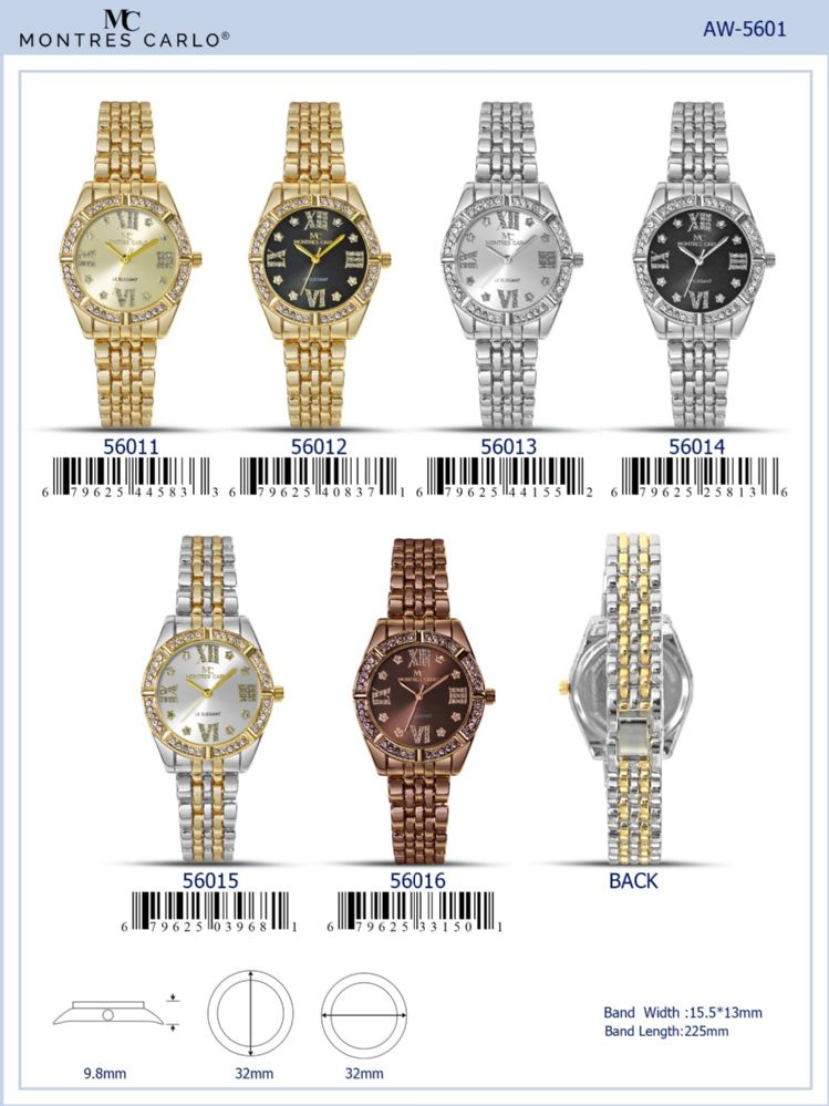 12 pieces of Ladies Watch - 56014 assorted colors