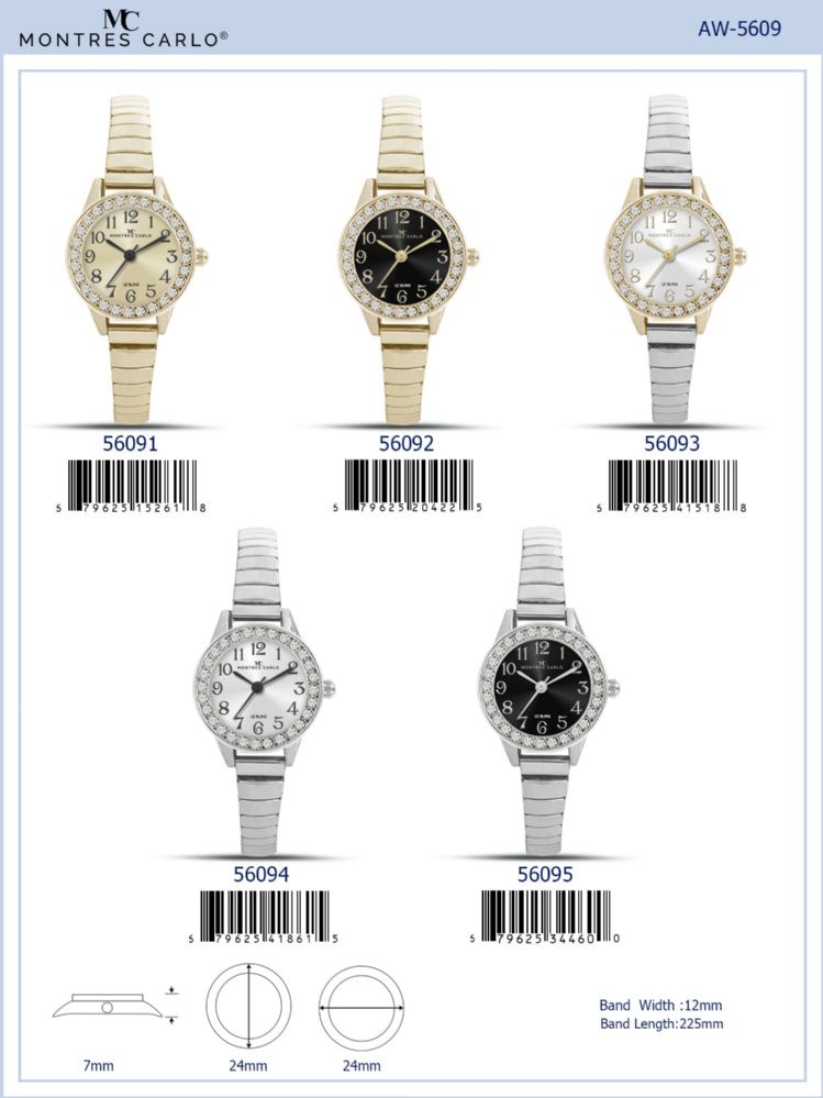 12 pieces of Ladies Watch - 56095 assorted colors