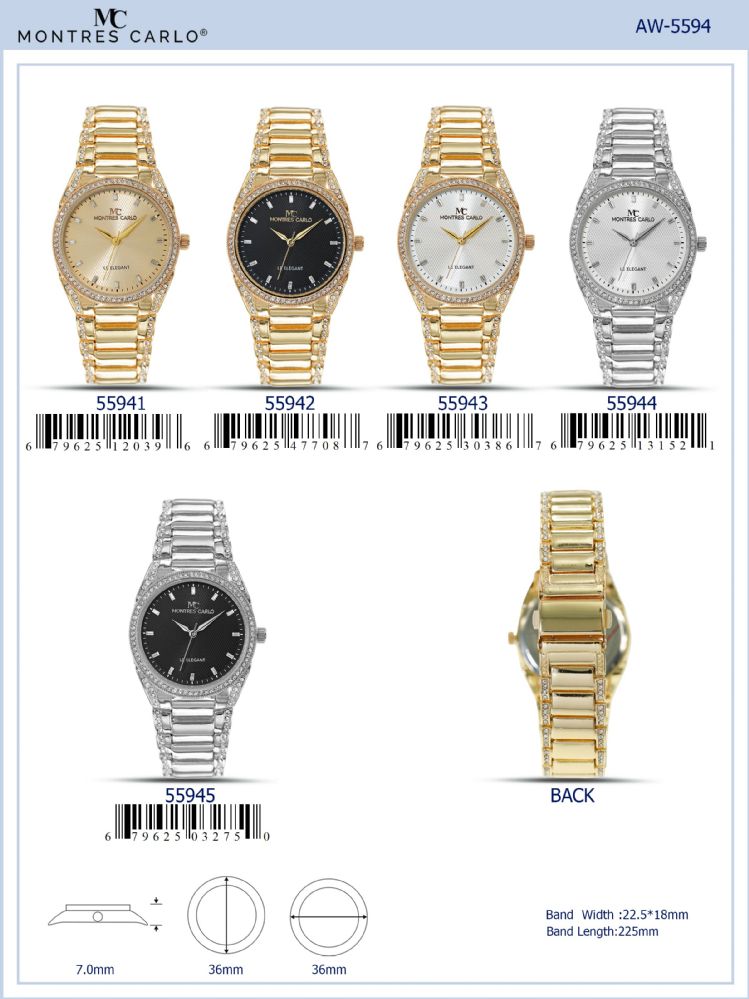 12 pieces of Ladies Watch - 55945 assorted colors