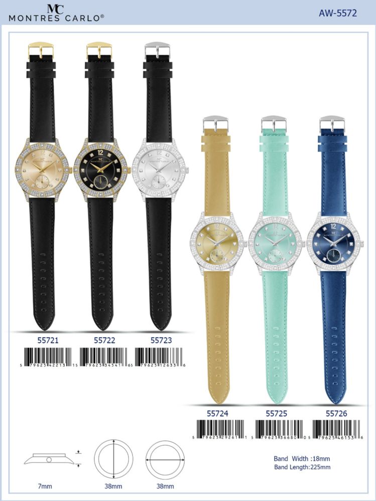 12 pieces of Ladies Watch - 55725 assorted colors