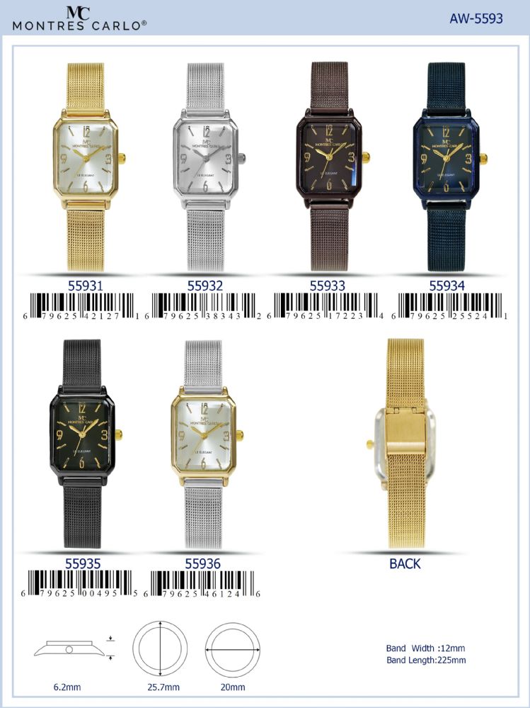 12 pieces of Ladies Watch - 55933 assorted colors