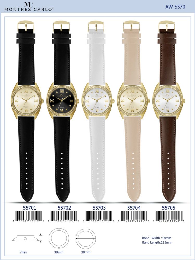 12 pieces of Ladies Watch - 55703 assorted colors