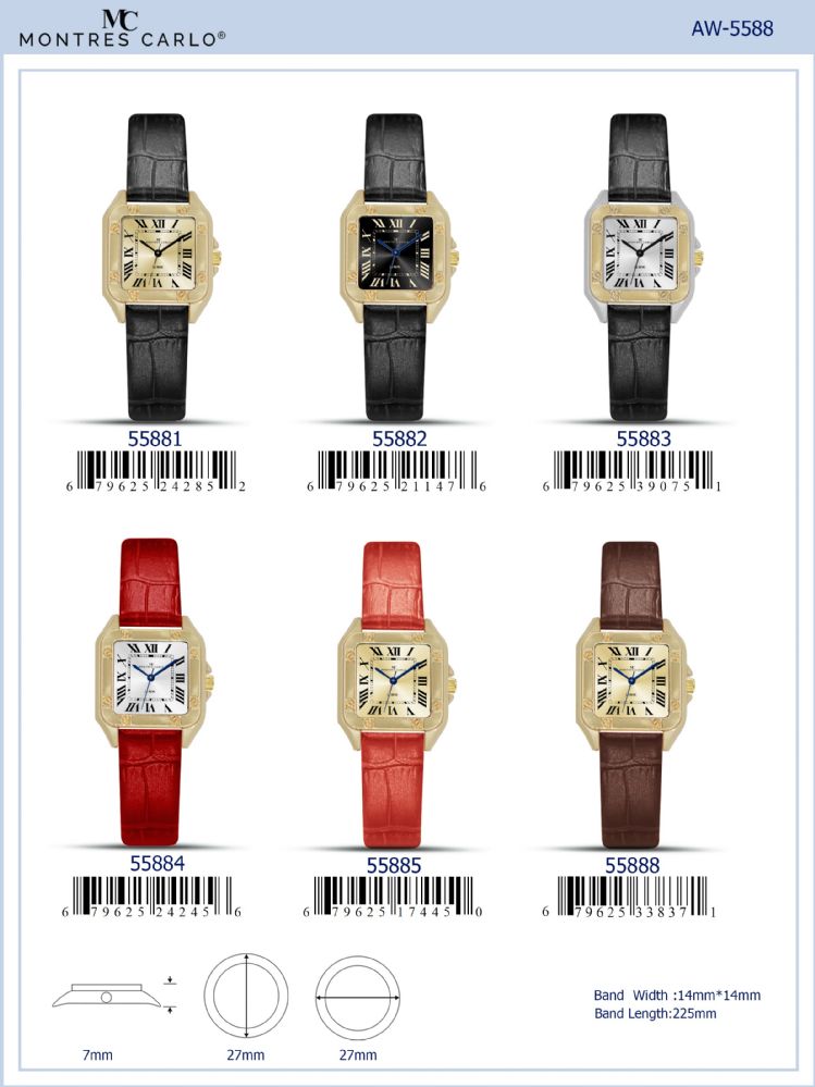 12 pieces of Ladies Watch - 55884 assorted colors