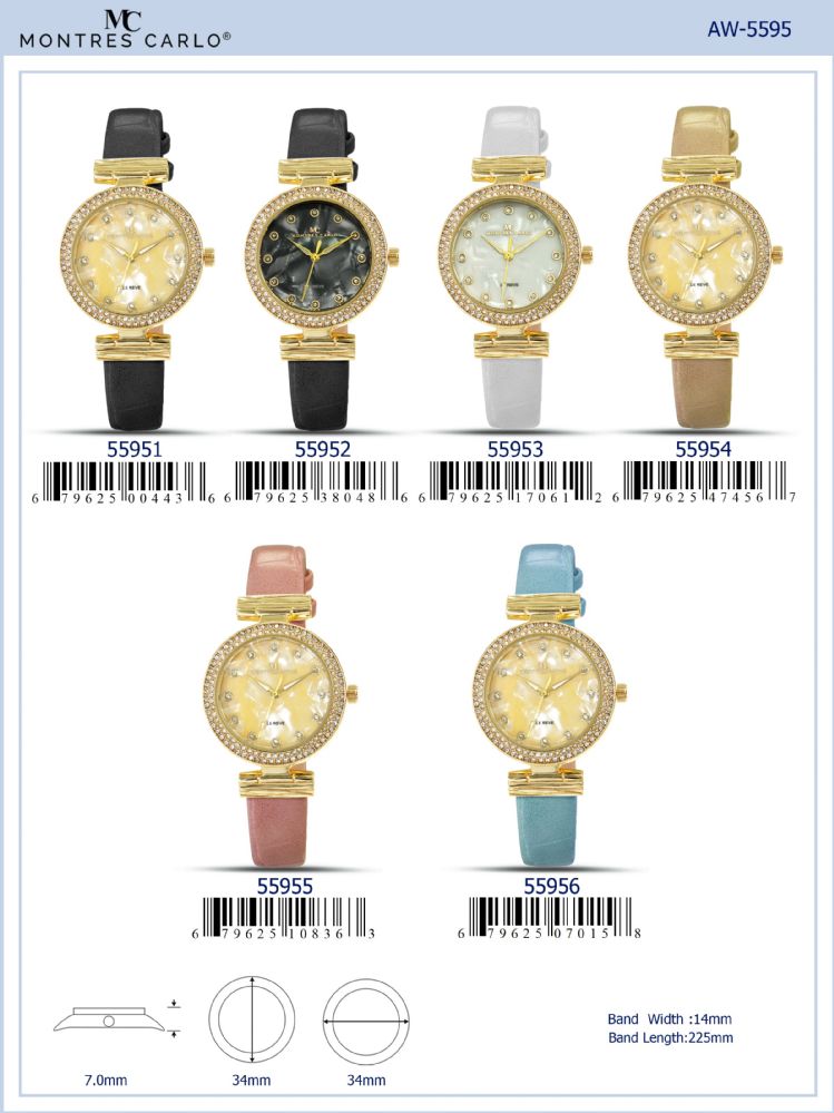 12 pieces of Ladies Watch - 55954 assorted colors