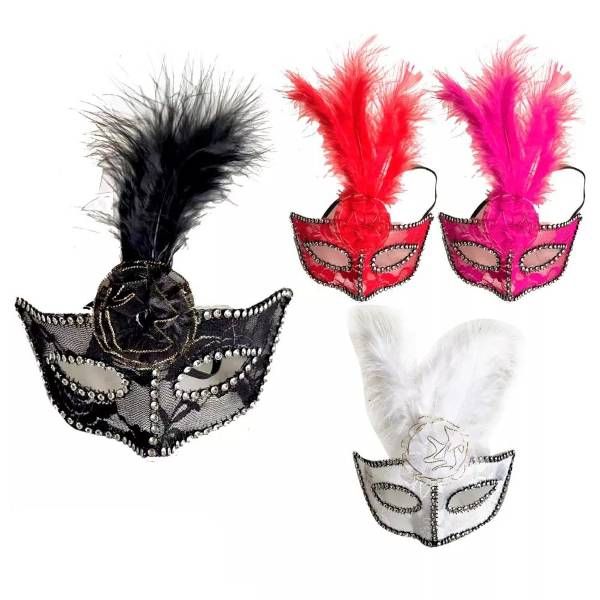48 Pieces of Colorful Feather Mask
