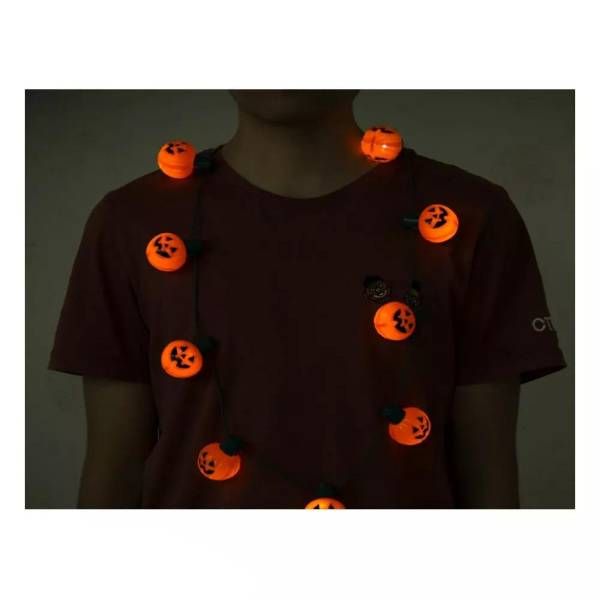 48 Pieces of Halloween Light Up NecklacE-Pumpkin 9 Bulbs