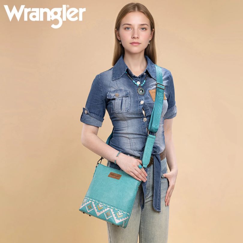 Bulk Aztec Print Crossbody Bag - Turquoise - Wholesale Sock  display picture 1