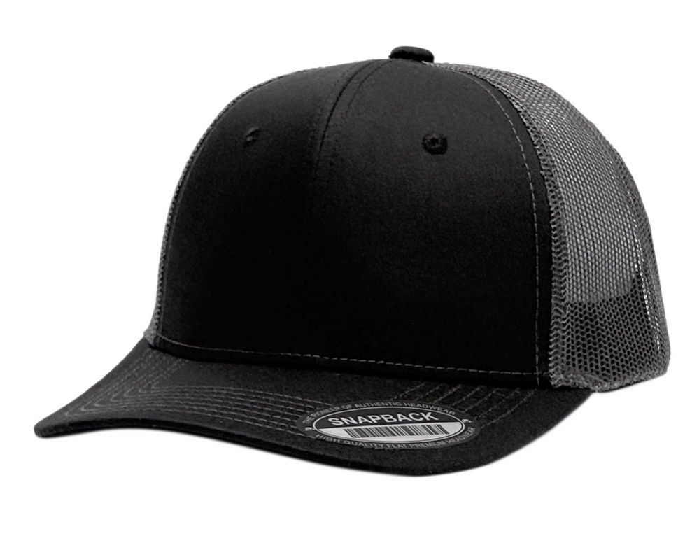 6-Panel Smooth Tencel Snapback Caps With Mesh Black/Gray - at ...