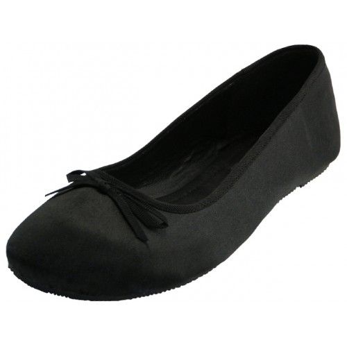 18 Pairs of Women's Satin Ballet Flat Shoes ( *black Color )