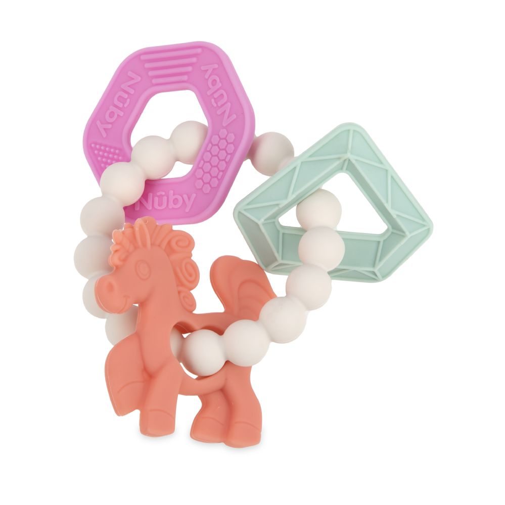 24 pieces Nuby Chewy Charms Wristband Teethers (coral Unicorn) - Baby Accessories