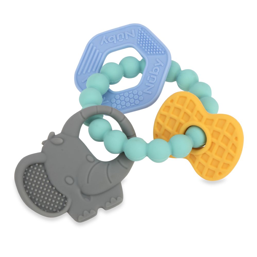 24 pieces Nuby Chewy Charms Wristband Teethers (gray Elephant) - Baby Accessories
