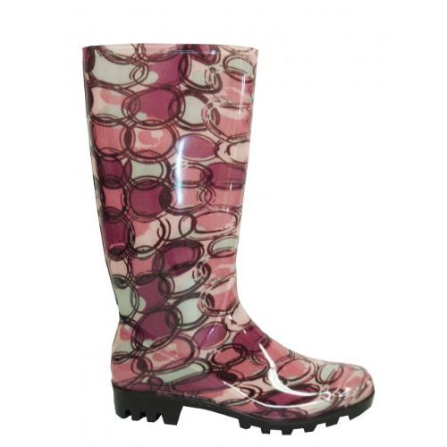 12 Pairs Ladies Circle Pattern Rainboot Size: 6-11 - Women's Boots