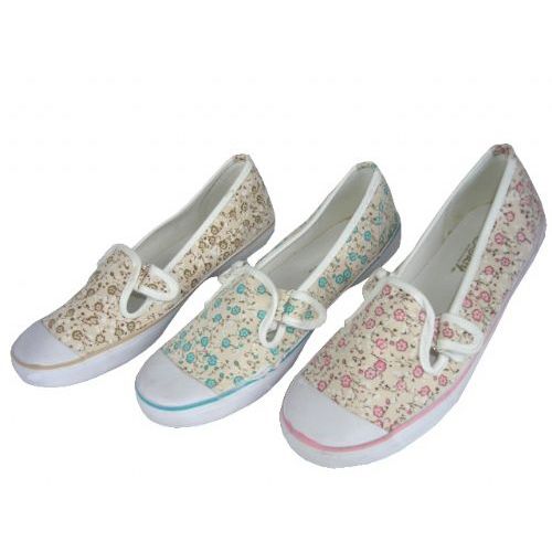 24 Pairs of Ladies' Floral Print Canvas Shoes