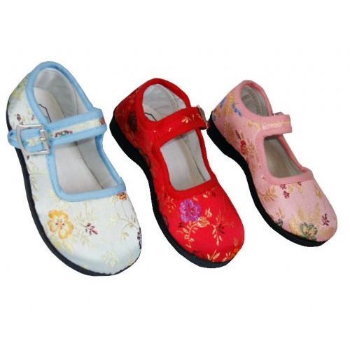 36 Pairs of Girl Brocade Maryjane Colors: Blue, Pink & Red (assorted)