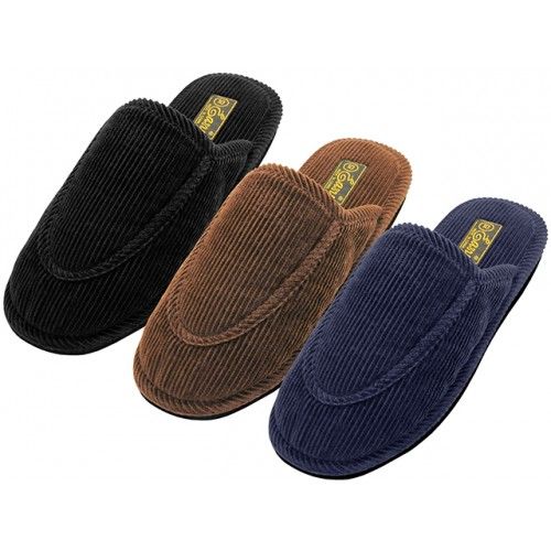 48 Pairs of Men's Cotton Corduroy Upper Close Toe House Slippers