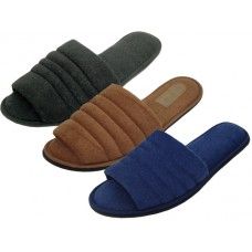 72 Pairs of Men's Open Toe Cotton Terry Upper House Slippers
