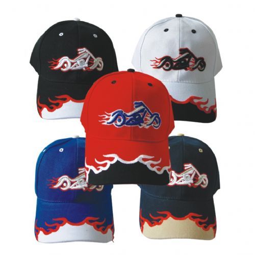144 Pieces Motorcycle Baseball Cap Assorted Colors - Baseball Caps & Snap Backs
