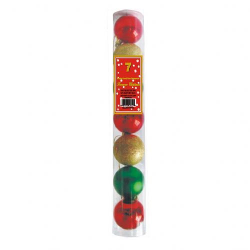 72 Pieces of 7 Pc Xmas Ball Assorted Colors