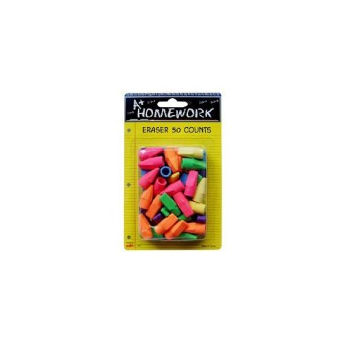 48 Wholesale Erasers Cap Assorted Colors 50 Pack WSD