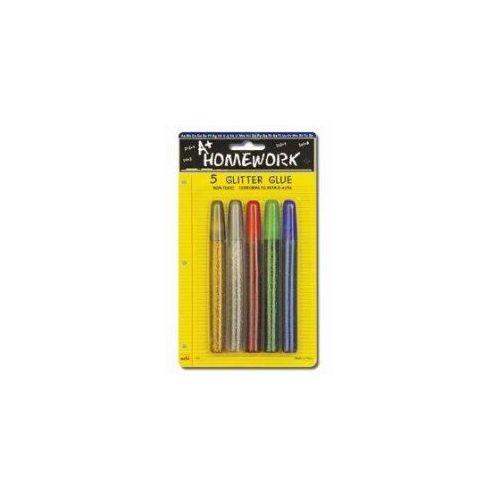 48 Wholesale Glitter Glue Pens -Asst. Colors .50 Oz Each - 5 Pack