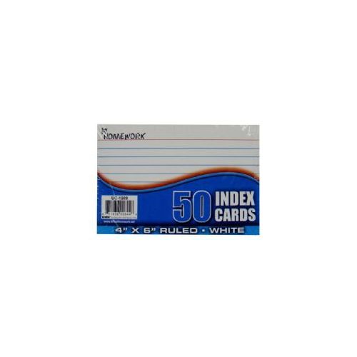 Index Cards, 4 x 6, Ruled, White, 50 Cards