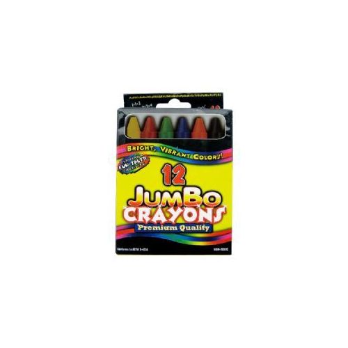 48 Wholesale Jumbo Crayons - 12 Pk - Hang Bag - Asst. Cls.