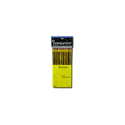 48 Wholesale Pencils - Hb - 12 Pk - Black BarreL- Hang Card