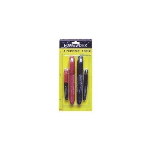 48 Pieces Permanent Markers - 4 Pk - 2 Lg + 2 Mini - Blk, Red - Inks - Markers